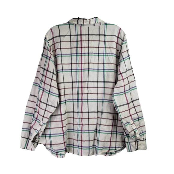Talbots Shirt Button Up White Plaid Print LS Shirt Womens Plus Size 3X Cotton - Picture 3 of 9